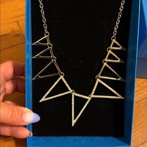 Gold tone chain with extender and matching cuff bracelet